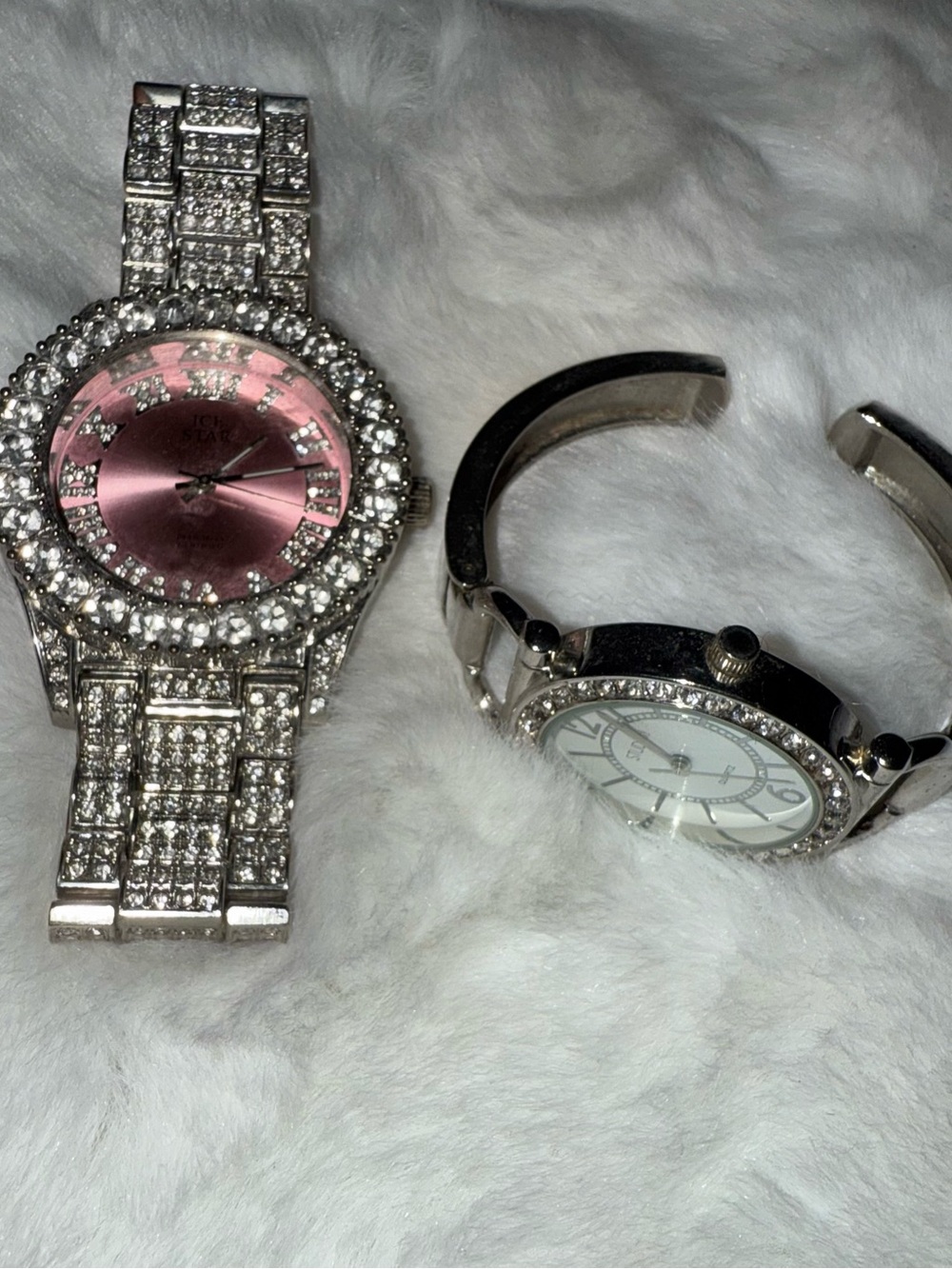 Sparkling Pink Dial Women's Crystal Bracelet Watch - Unbranded